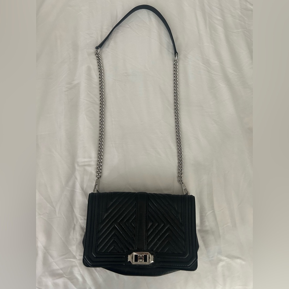 Rebecca Minkoff Black Quilted Crossbody Bag with Chain Strap